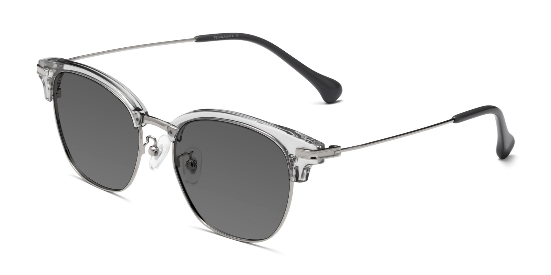 Angle of Obrien in Clear Gray-Silver with Medium Gray Tinted Lenses
