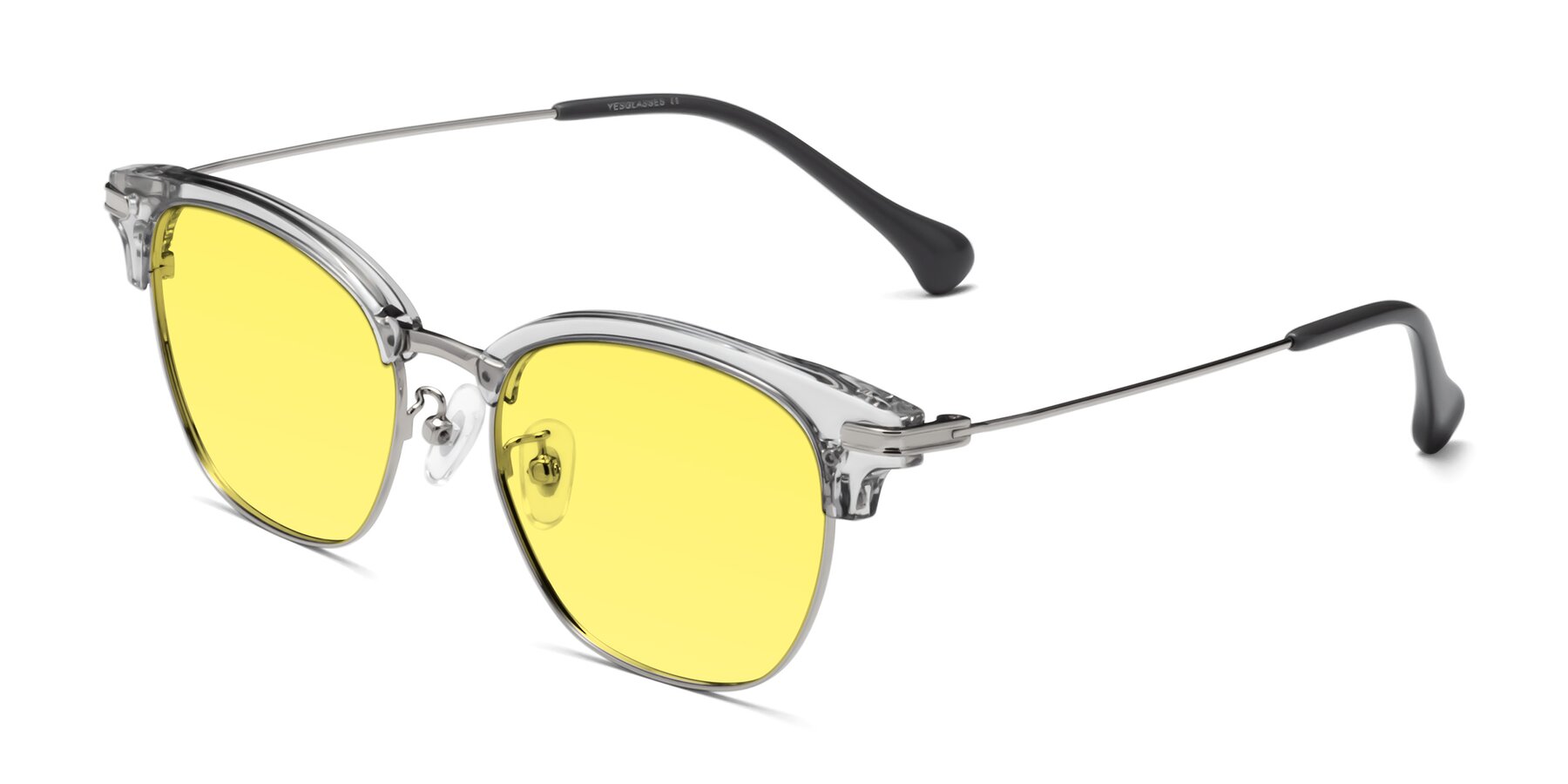 Angle of Obrien in Clear Gray-Silver with Medium Yellow Tinted Lenses