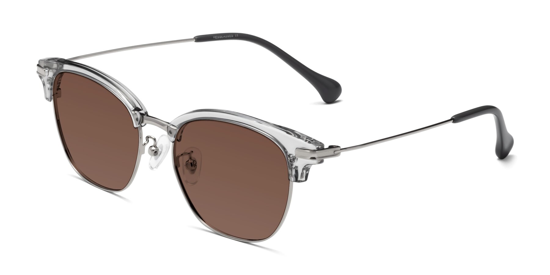 Angle of Obrien in Clear Gray-Silver with Brown Tinted Lenses
