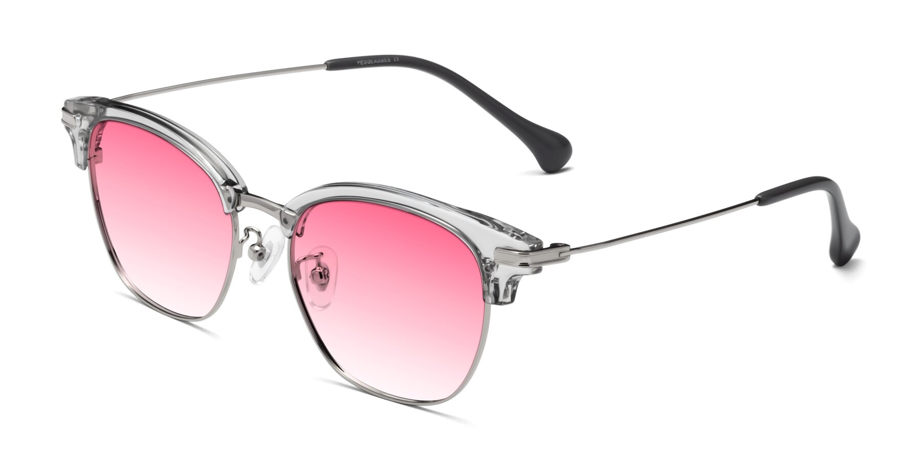 Angle of Obrien in Clear Gray-Silver with Pink Gradient Lenses