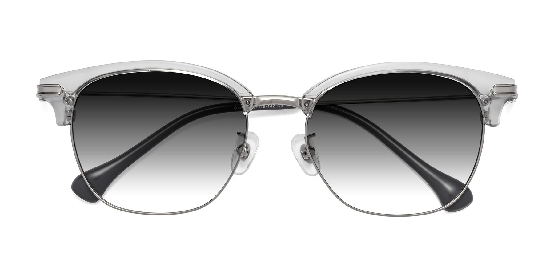 Folded Front of Obrien in Clear Gray-Silver with Gray Gradient Lenses