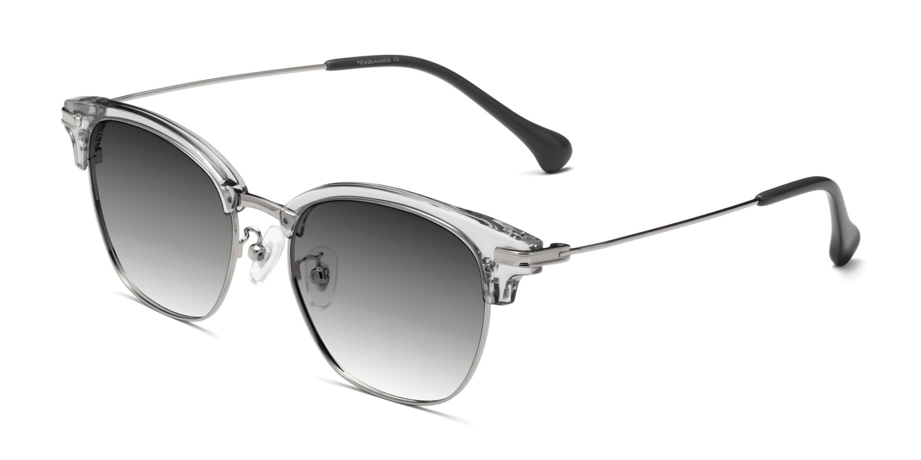Angle of Obrien in Clear Gray-Silver with Gray Gradient Lenses