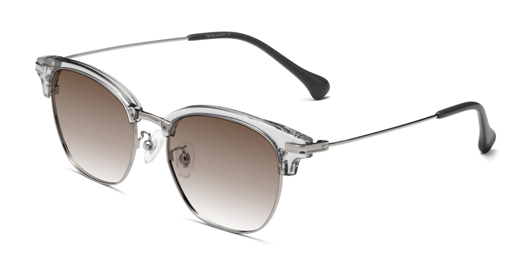 Angle of Obrien in Clear Gray-Silver with Brown Gradient Lenses