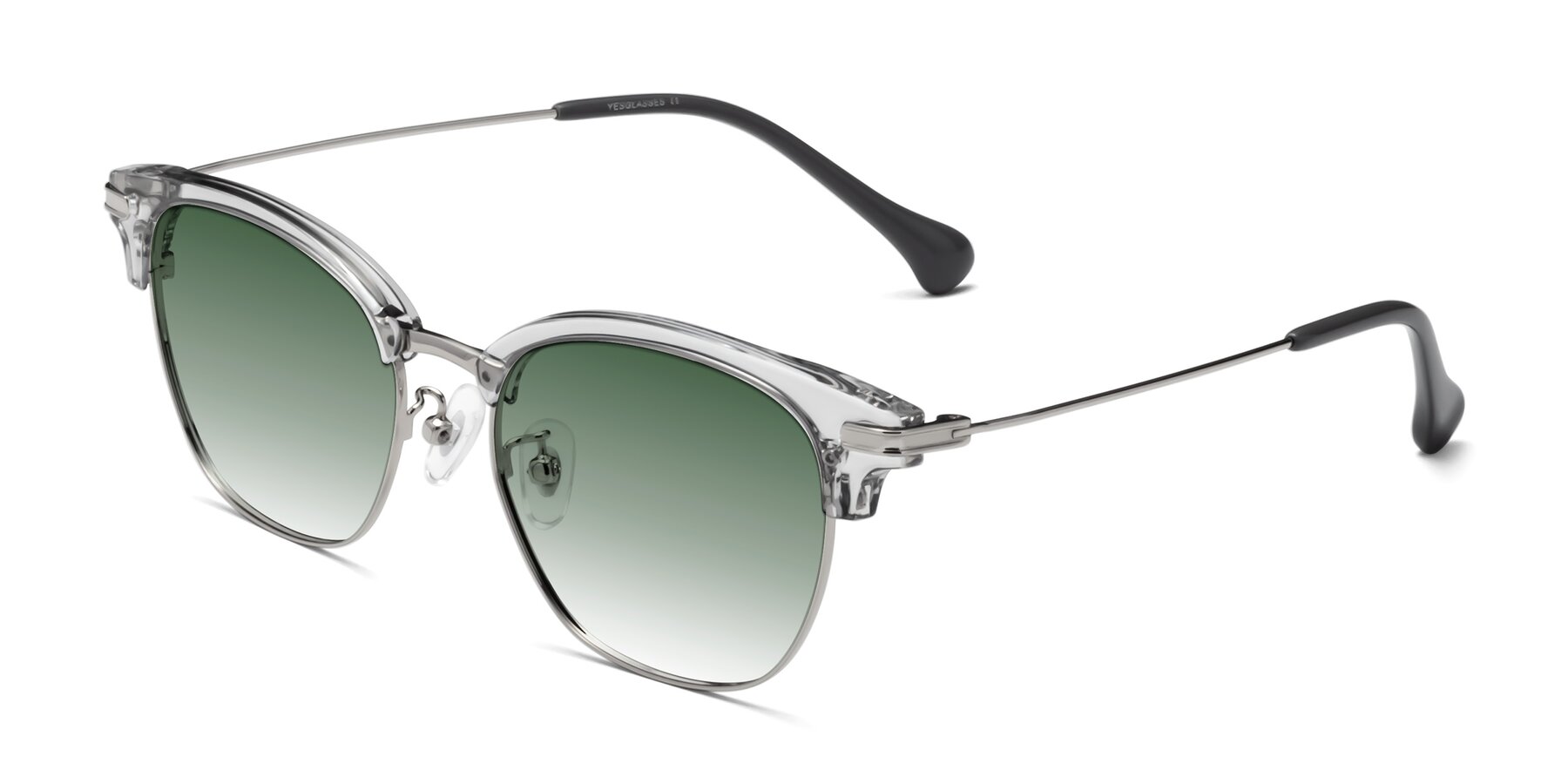 Angle of Obrien in Clear Gray-Silver with Green Gradient Lenses