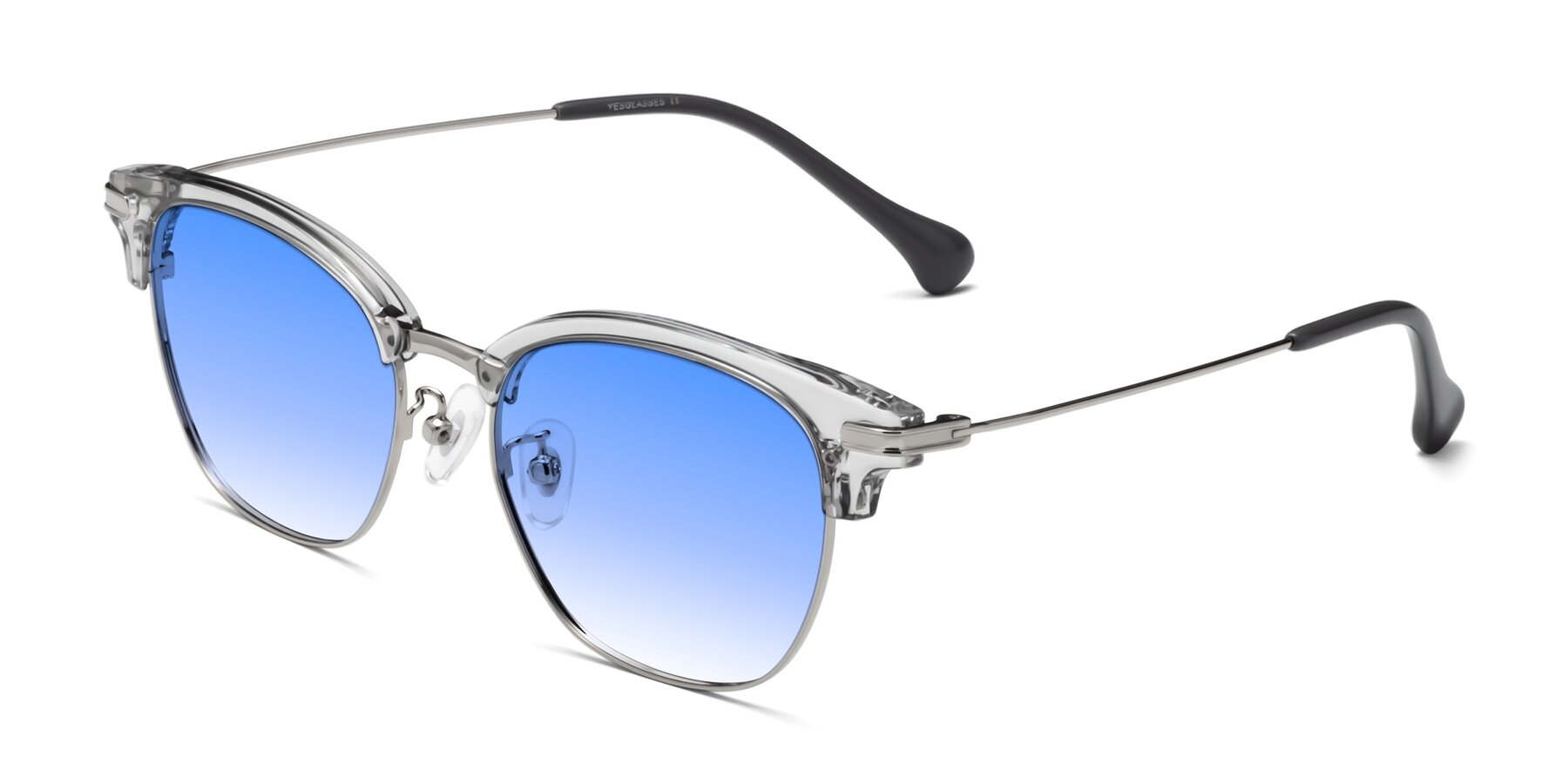 Angle of Obrien in Clear Gray-Silver with Blue Gradient Lenses