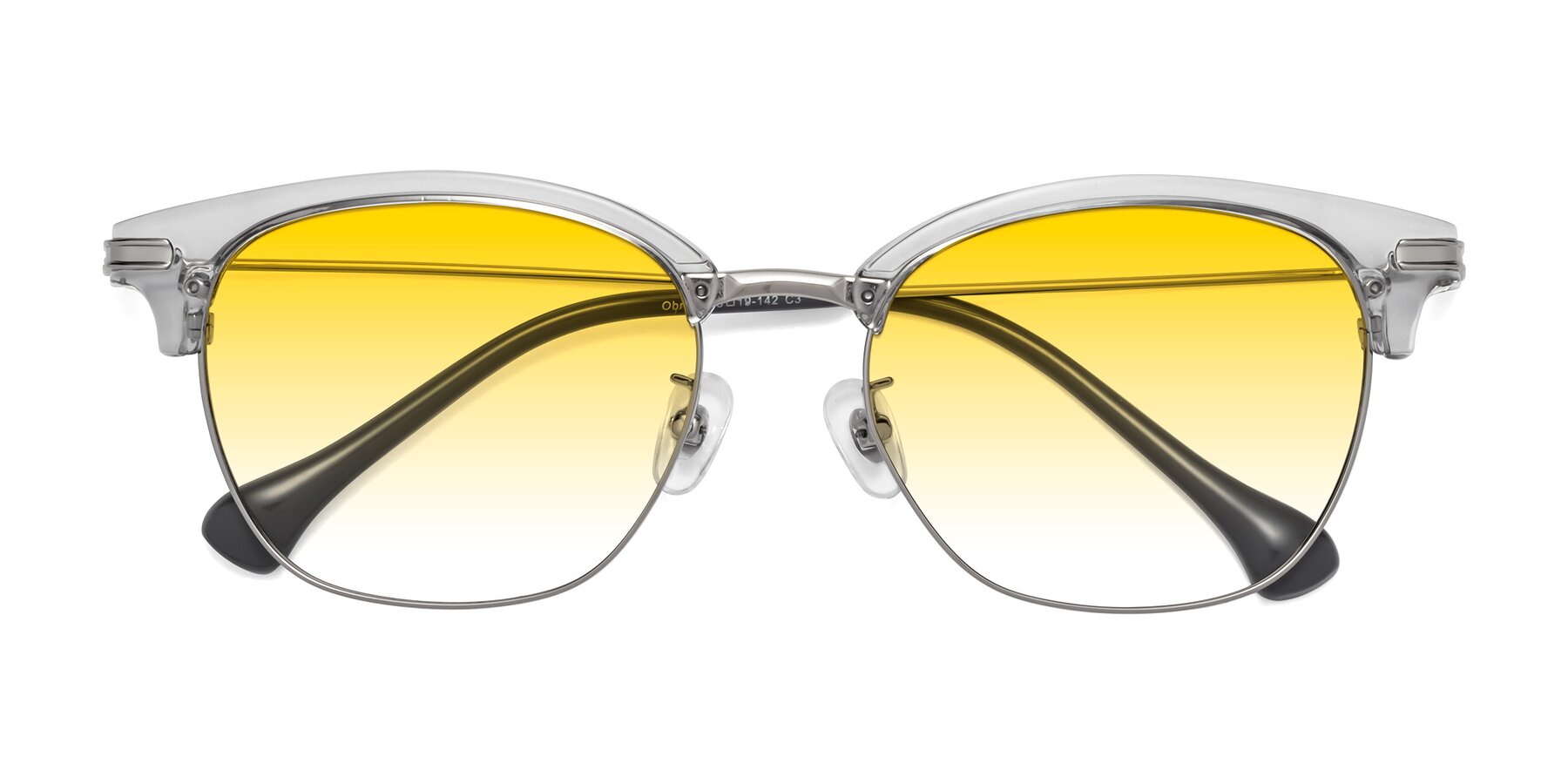 Folded Front of Obrien in Clear Gray-Silver with Yellow Gradient Lenses