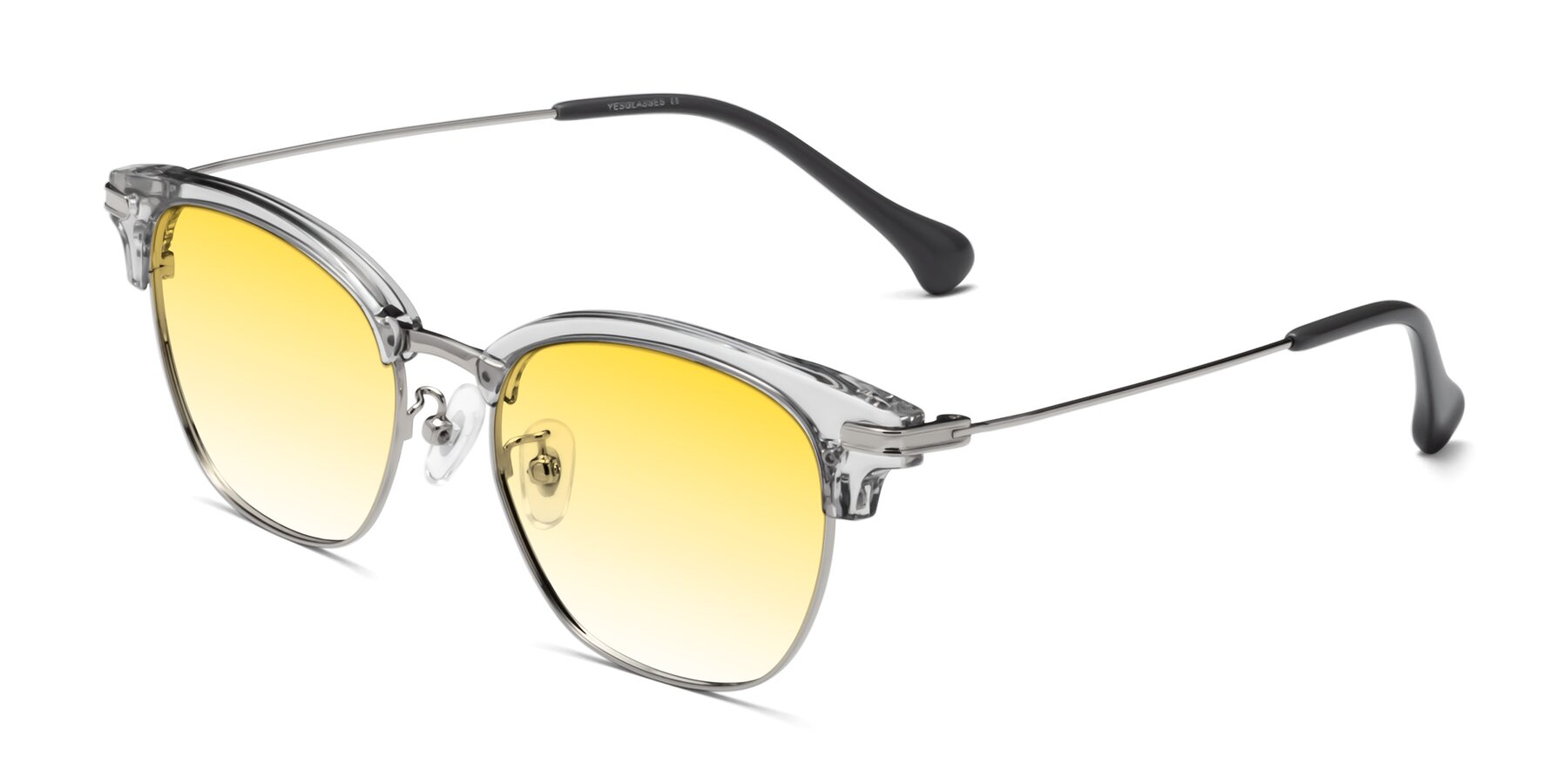 Angle of Obrien in Clear Gray-Silver with Yellow Gradient Lenses