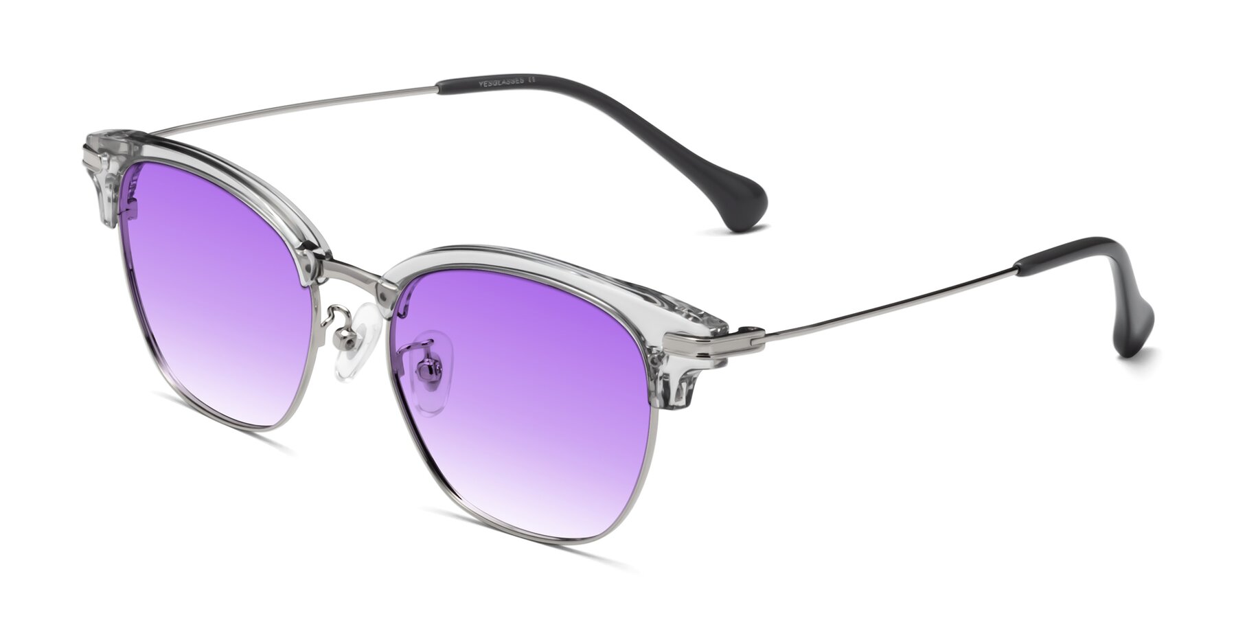 Angle of Obrien in Clear Gray-Silver with Purple Gradient Lenses