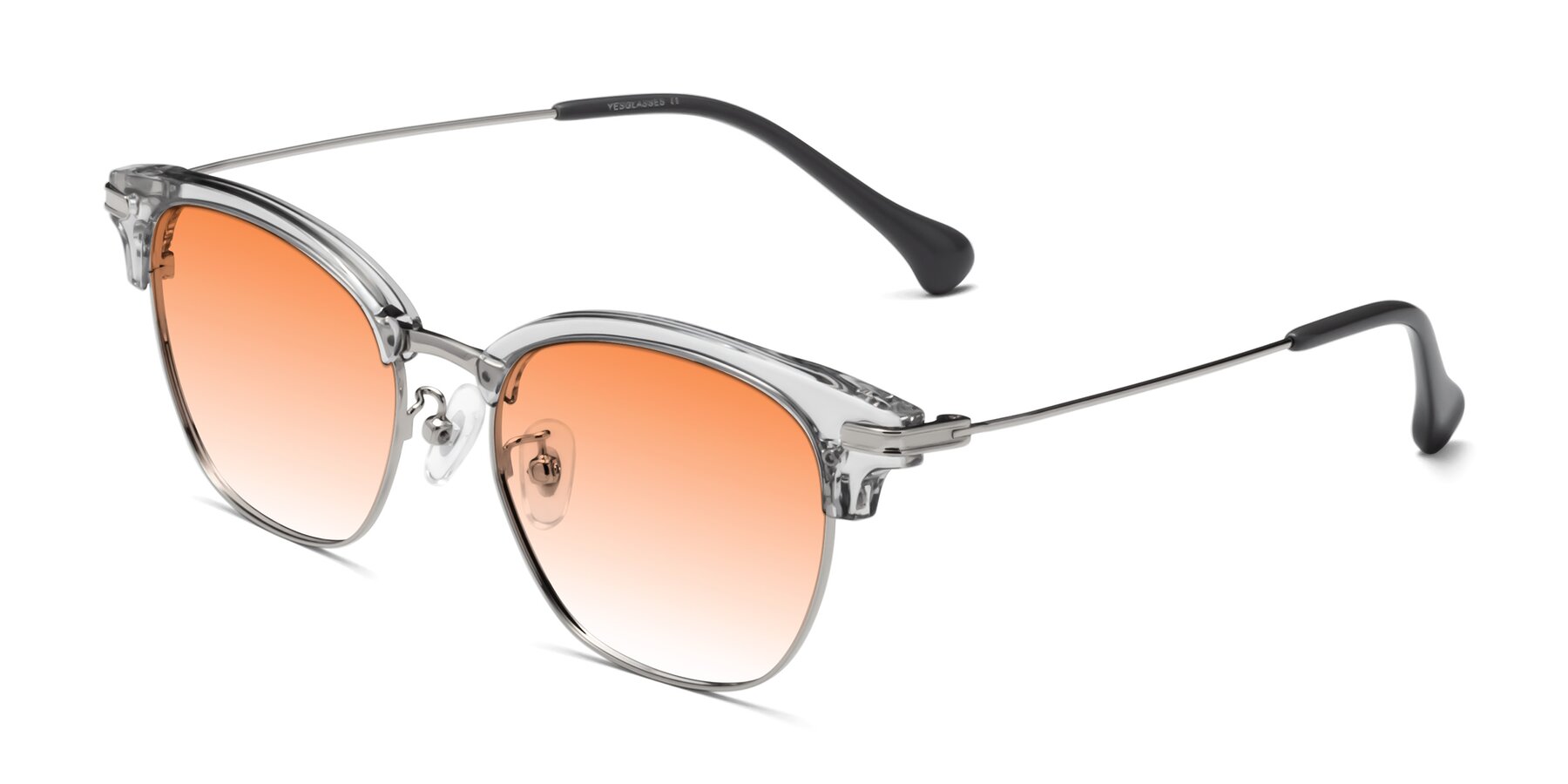 Angle of Obrien in Clear Gray-Silver with Orange Gradient Lenses