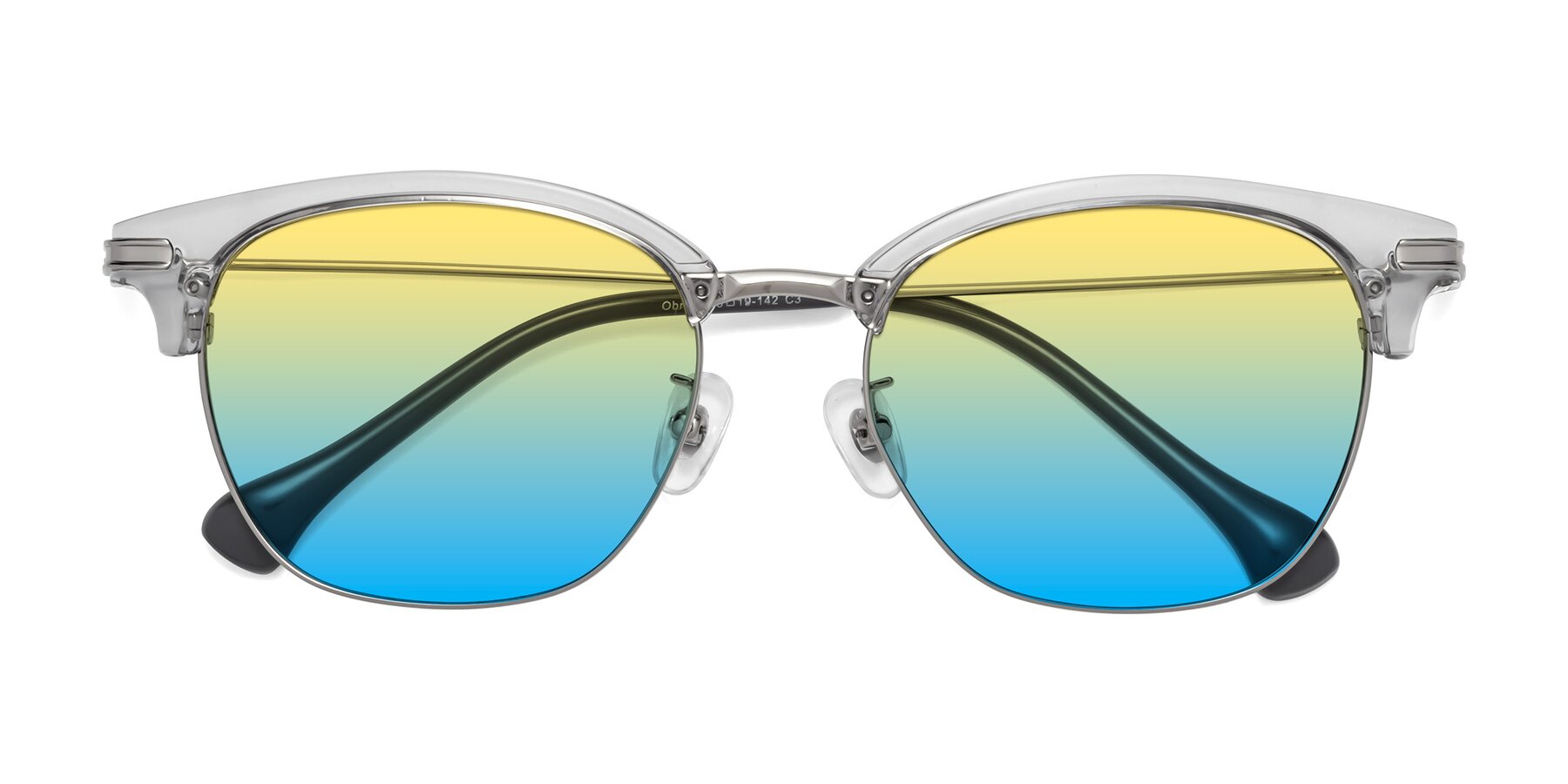 Folded Front of Obrien in Clear Gray-Silver with Yellow / Blue Gradient Lenses