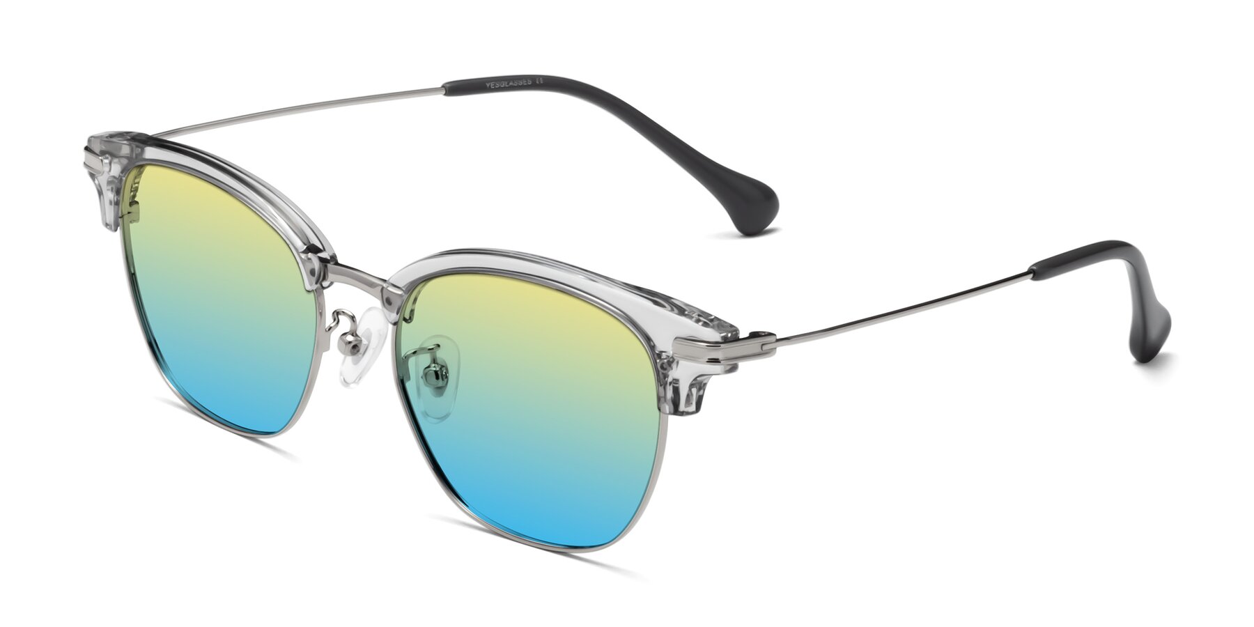 Angle of Obrien in Clear Gray-Silver with Yellow / Blue Gradient Lenses