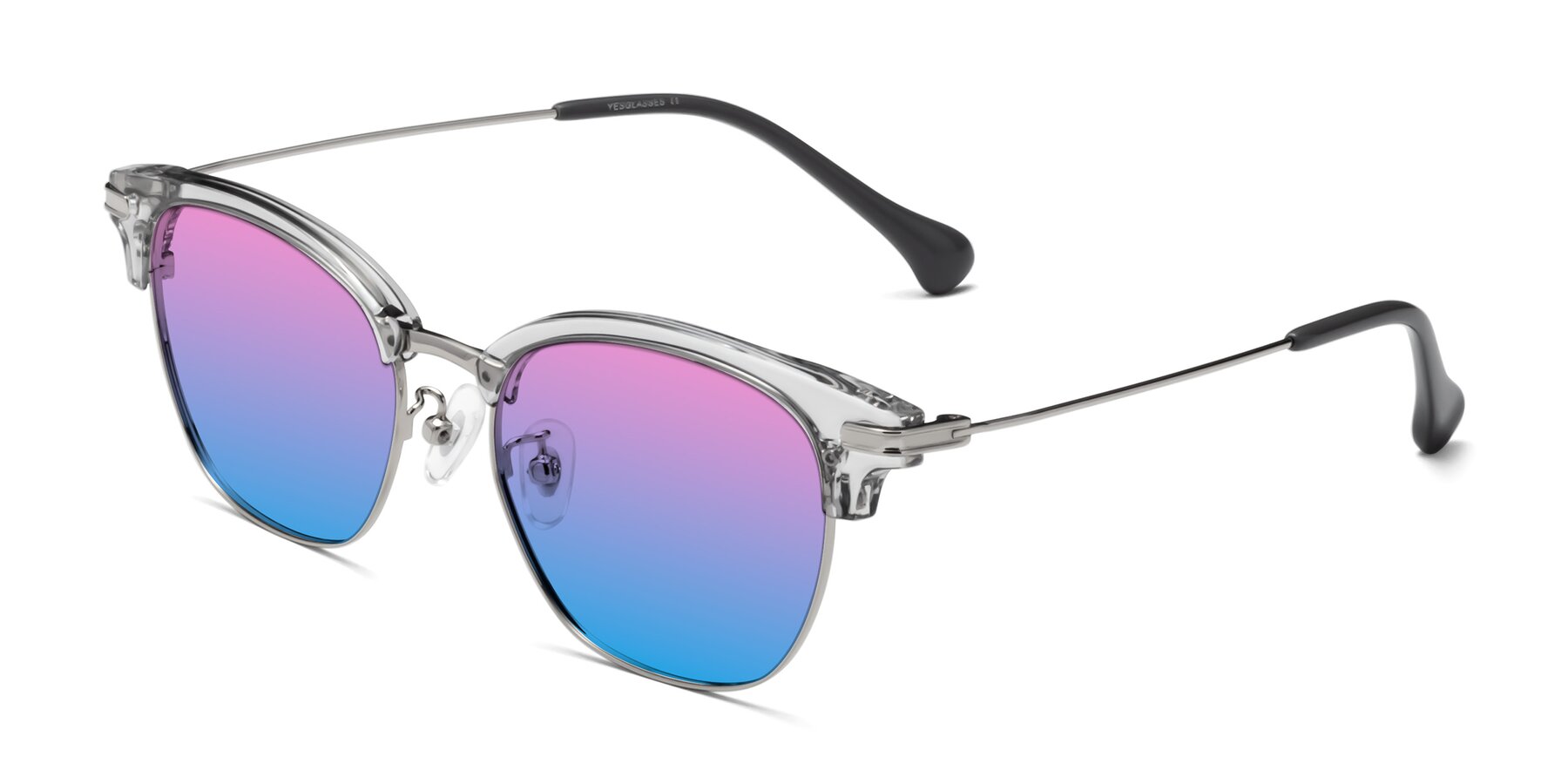 Angle of Obrien in Clear Gray-Silver with Pink / Blue Gradient Lenses