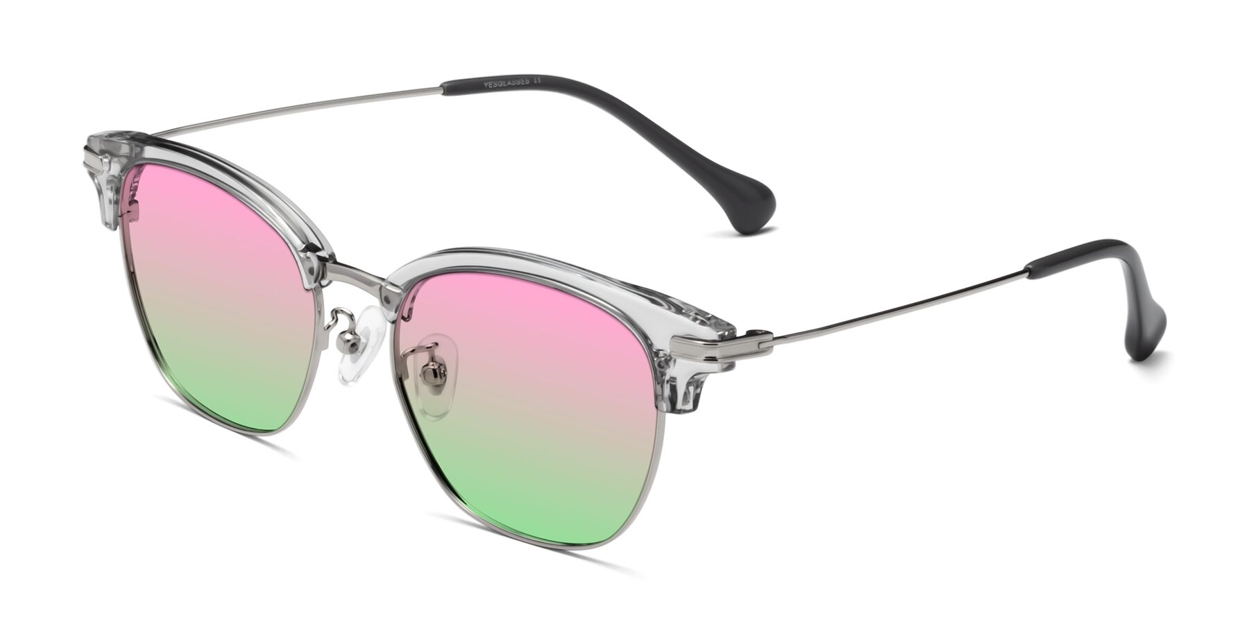 Angle of Obrien in Clear Gray-Silver with Pink / Green Gradient Lenses