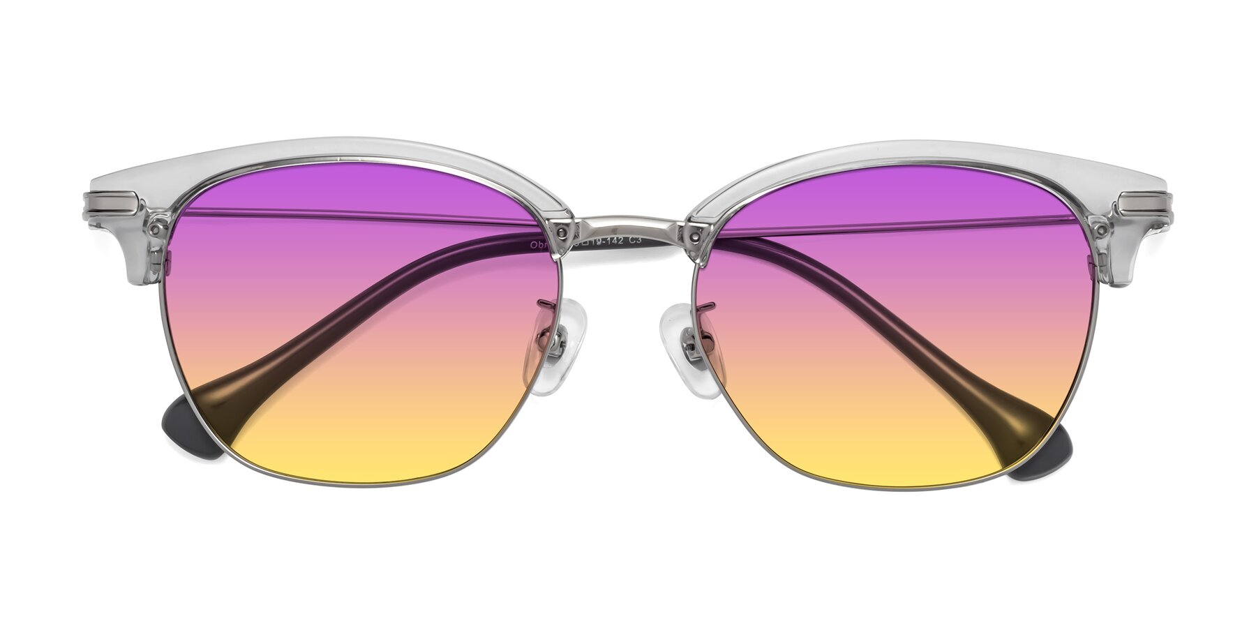 Folded Front of Obrien in Clear Gray-Silver with Purple / Yellow Gradient Lenses