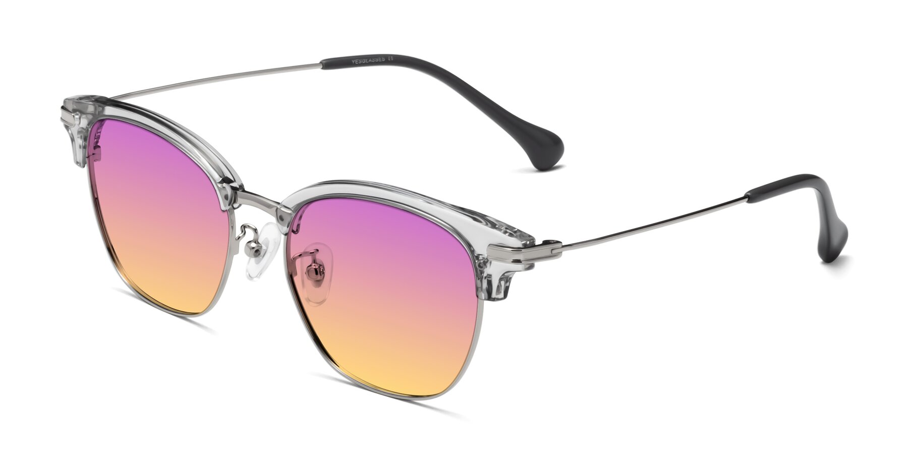 Angle of Obrien in Clear Gray-Silver with Purple / Yellow Gradient Lenses