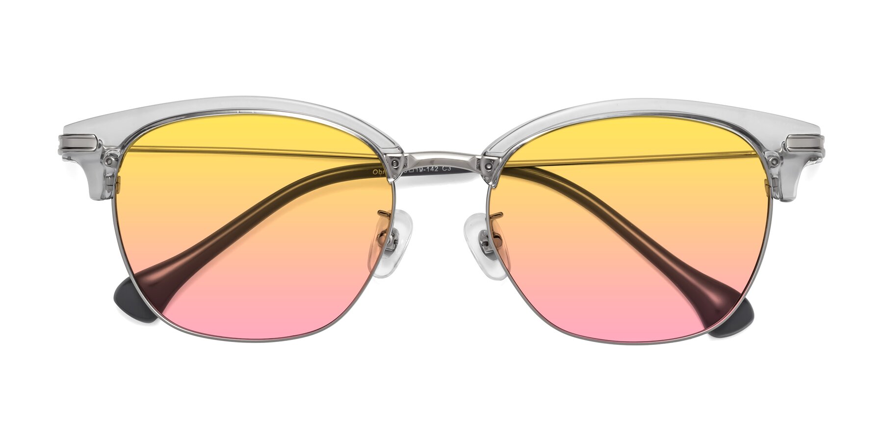Folded Front of Obrien in Clear Gray-Silver with Yellow / Pink Gradient Lenses
