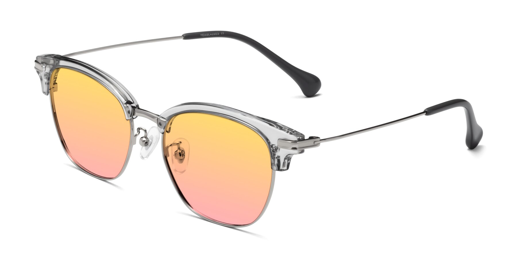 Angle of Obrien in Clear Gray-Silver with Yellow / Pink Gradient Lenses