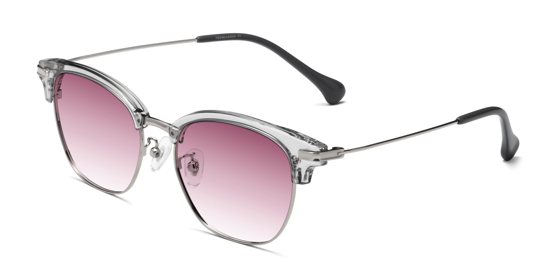 Angle of Obrien in Clear Gray-Silver with Wine Gradient Lenses