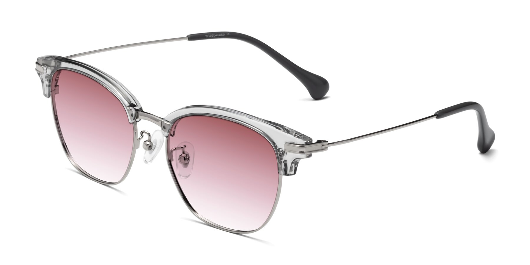 Angle of Obrien in Clear Gray-Silver with Garnet Gradient Lenses