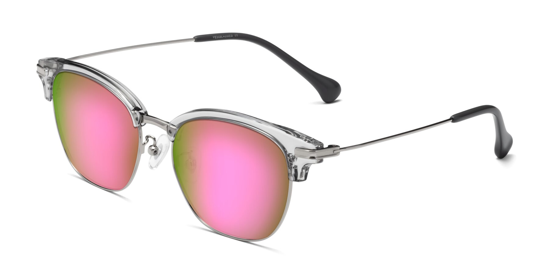 Angle of Obrien in Clear Gray-Silver with Pink Mirrored Lenses