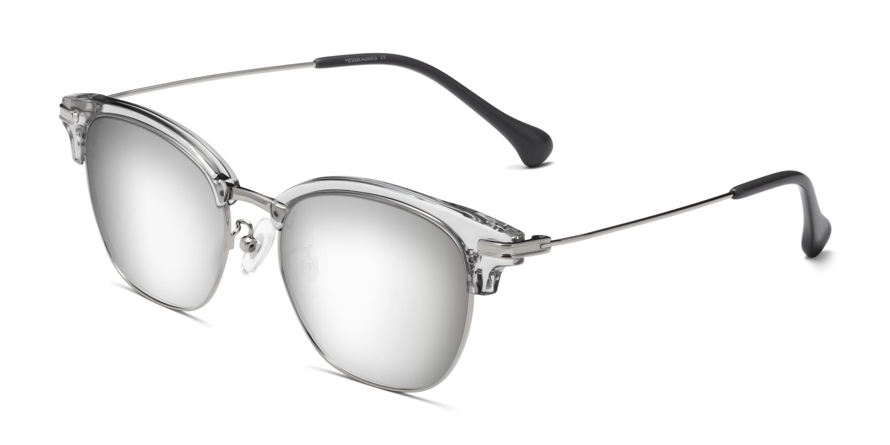 Angle of Obrien in Clear Gray-Silver with Silver Mirrored Lenses