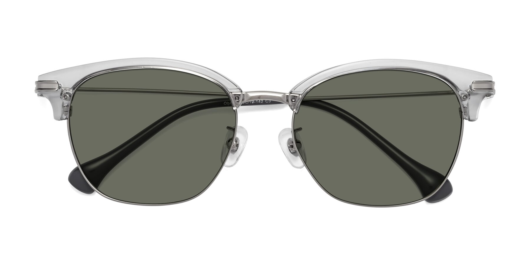 Folded Front of Obrien in Clear Gray-Silver with Gray Polarized Lenses