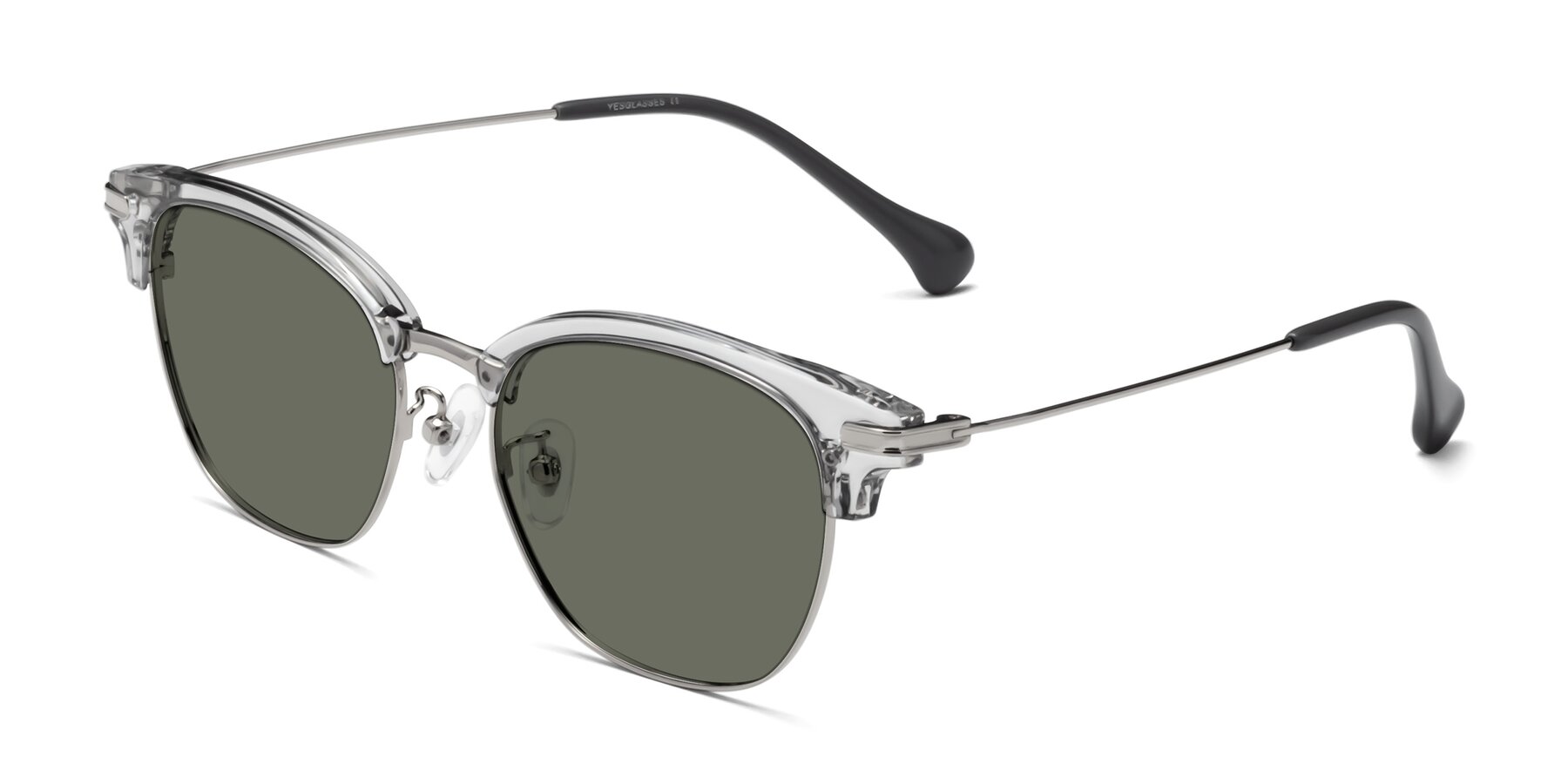 Angle of Obrien in Clear Gray-Silver with Gray Polarized Lenses