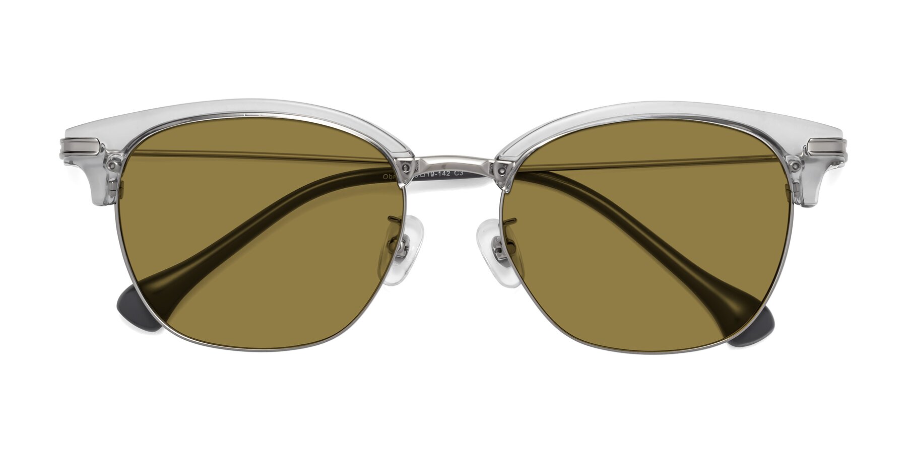 Folded Front of Obrien in Clear Gray-Silver with Brown Polarized Lenses
