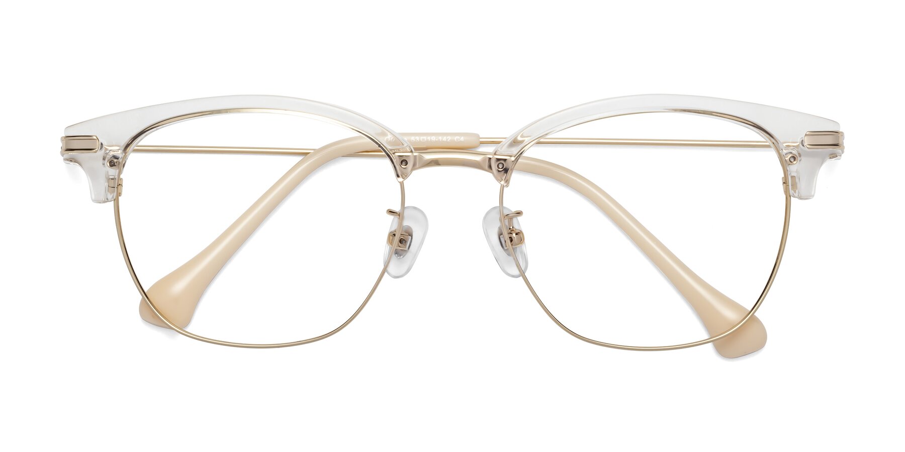 Folded Front of Obrien in Clear-Gold with Clear Eyeglass Lenses