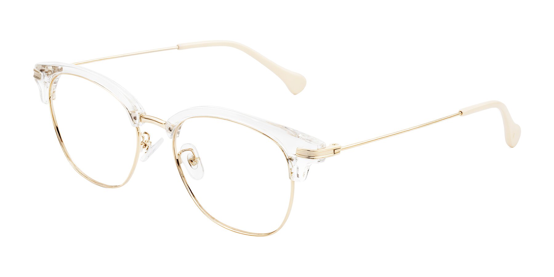 Angle of Obrien in Clear/Gold with Clear Eyeglass Lenses