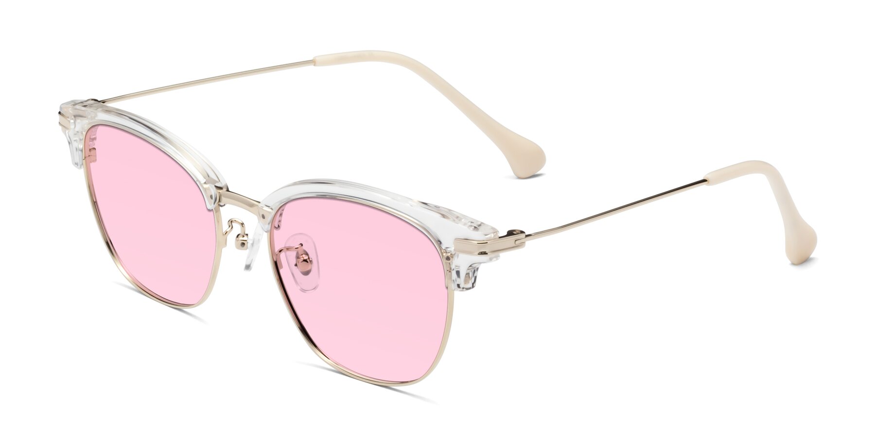 Angle of Obrien in Clear-Gold with Light Pink Tinted Lenses