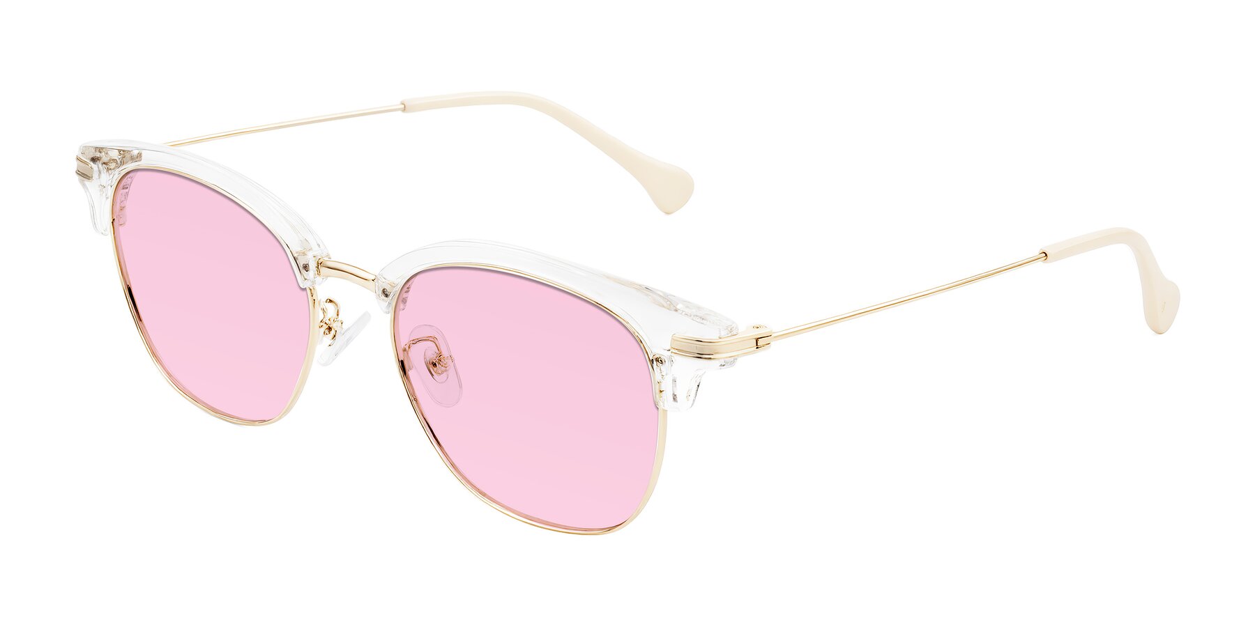 Angle of Obrien in Clear/Gold with Light Pink Tinted Lenses