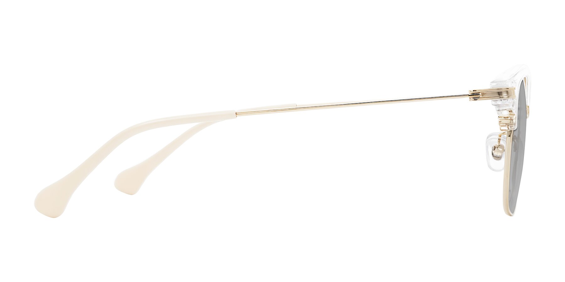 Side of Obrien in Clear/Gold with Light Gray Tinted Lenses