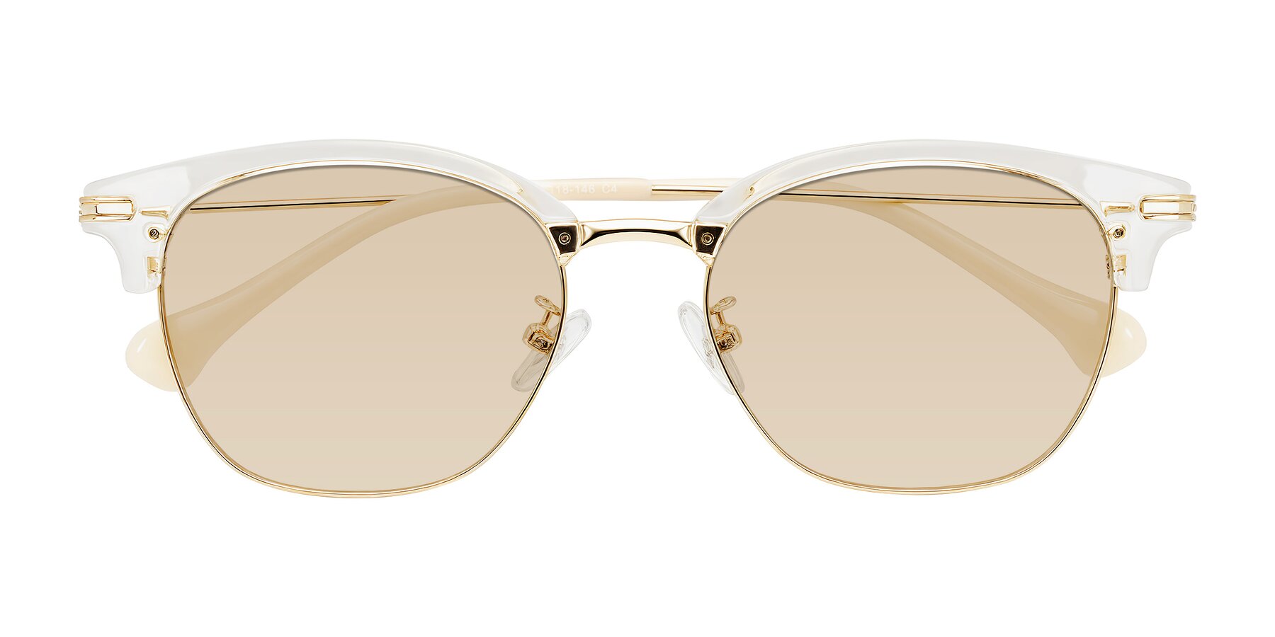 Folded Front of Obrien in Clear/Gold with Light Brown Tinted Lenses