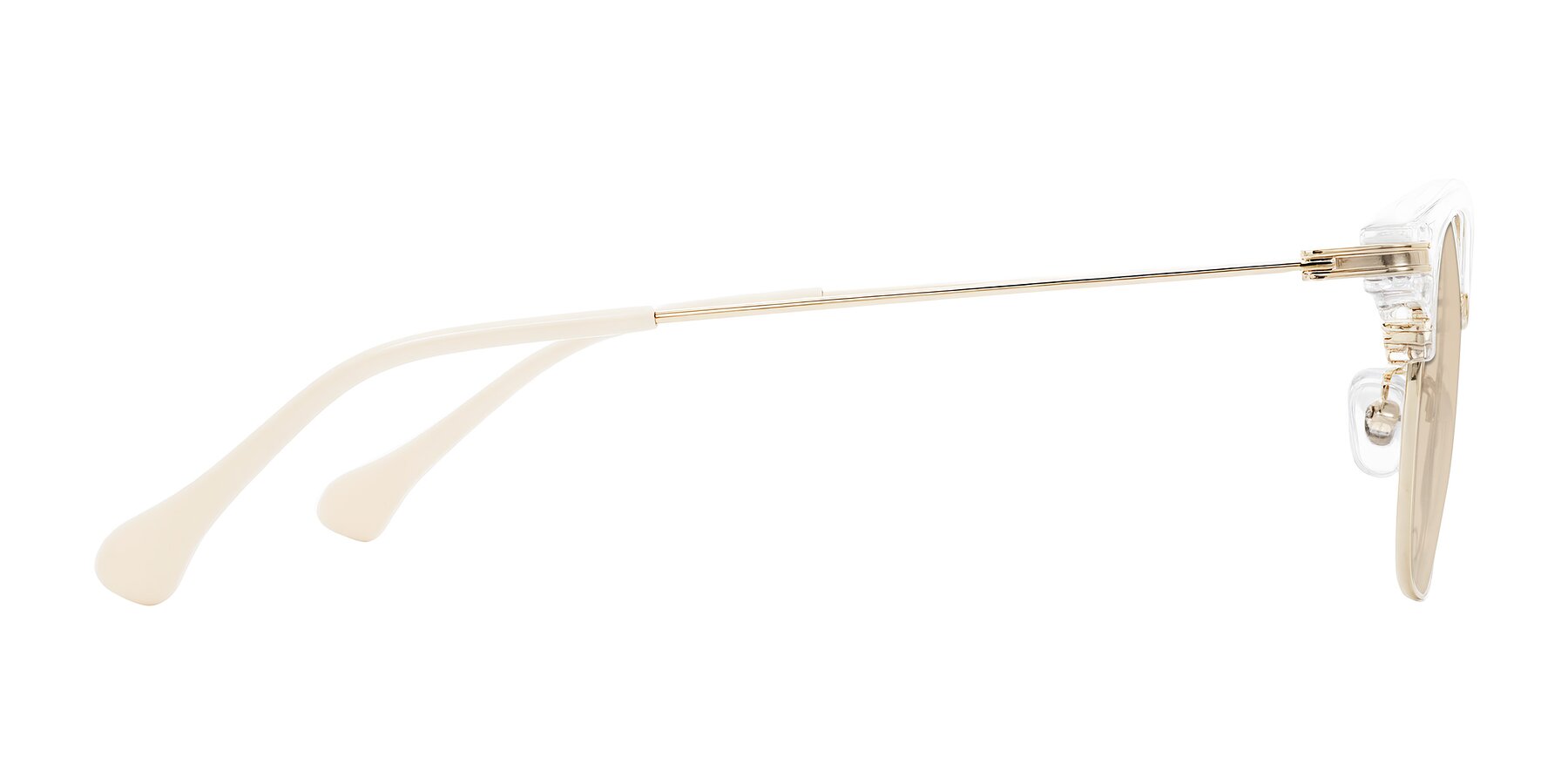 Side of Obrien in Clear/Gold with Light Brown Tinted Lenses