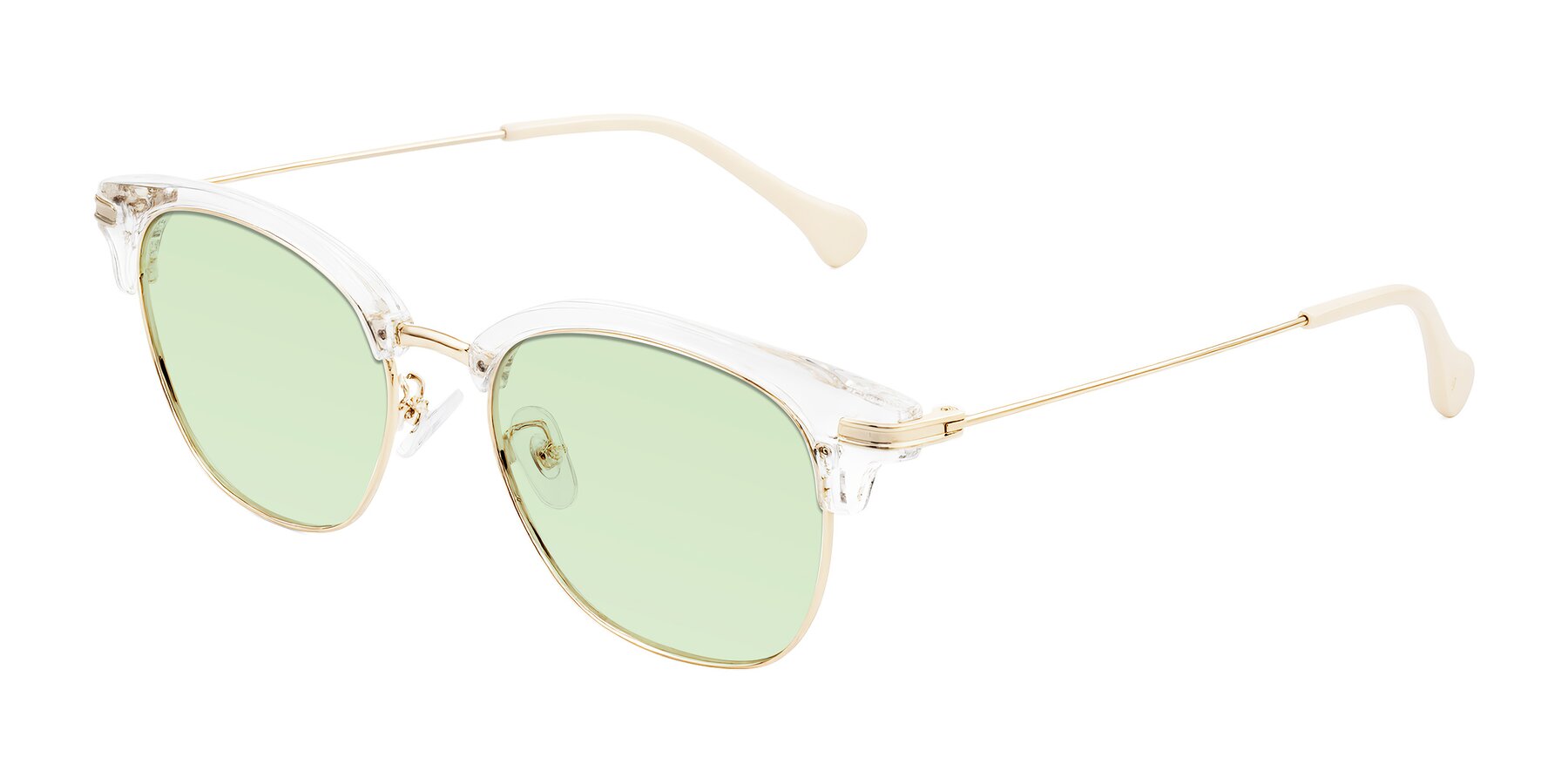 Angle of Obrien in Clear/Gold with Light Green Tinted Lenses