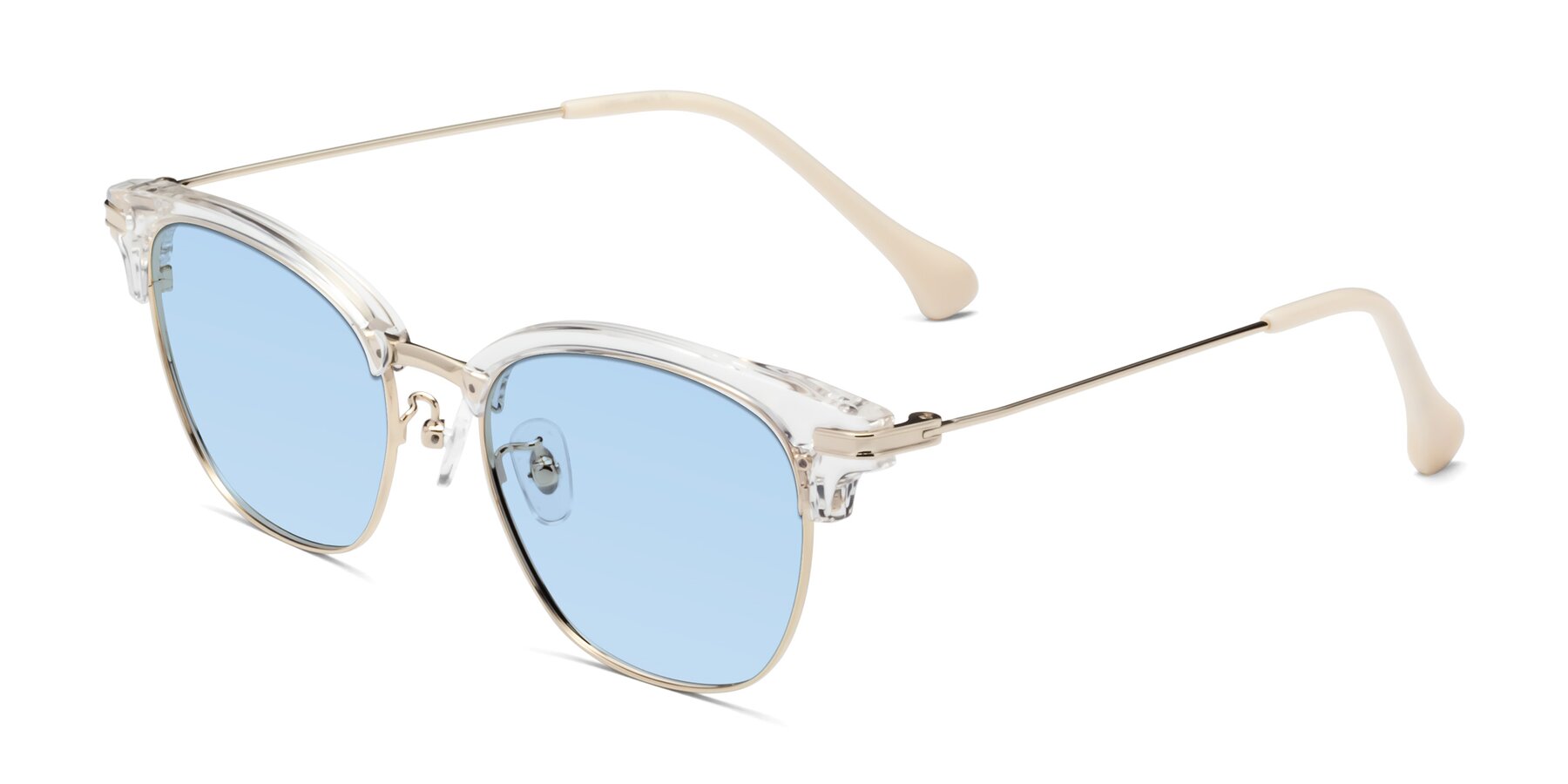 Angle of Obrien in Clear-Gold with Light Blue Tinted Lenses
