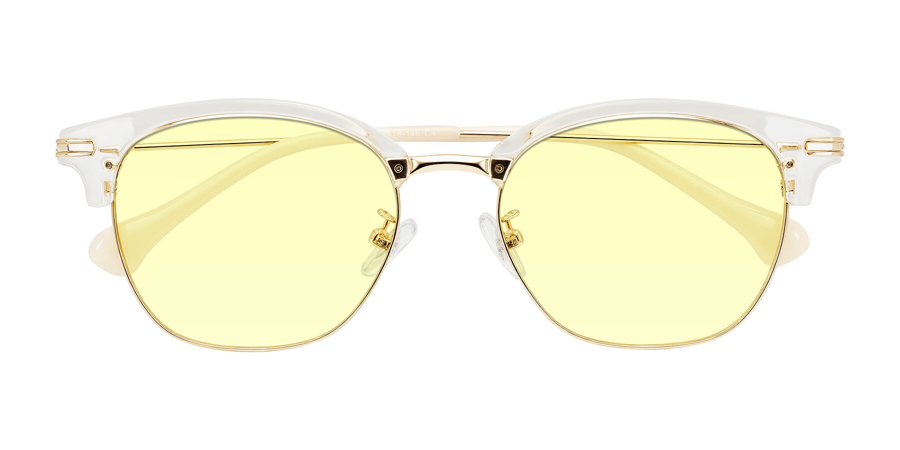 Folded Front of Obrien in Clear/Gold with Light Yellow Tinted Lenses