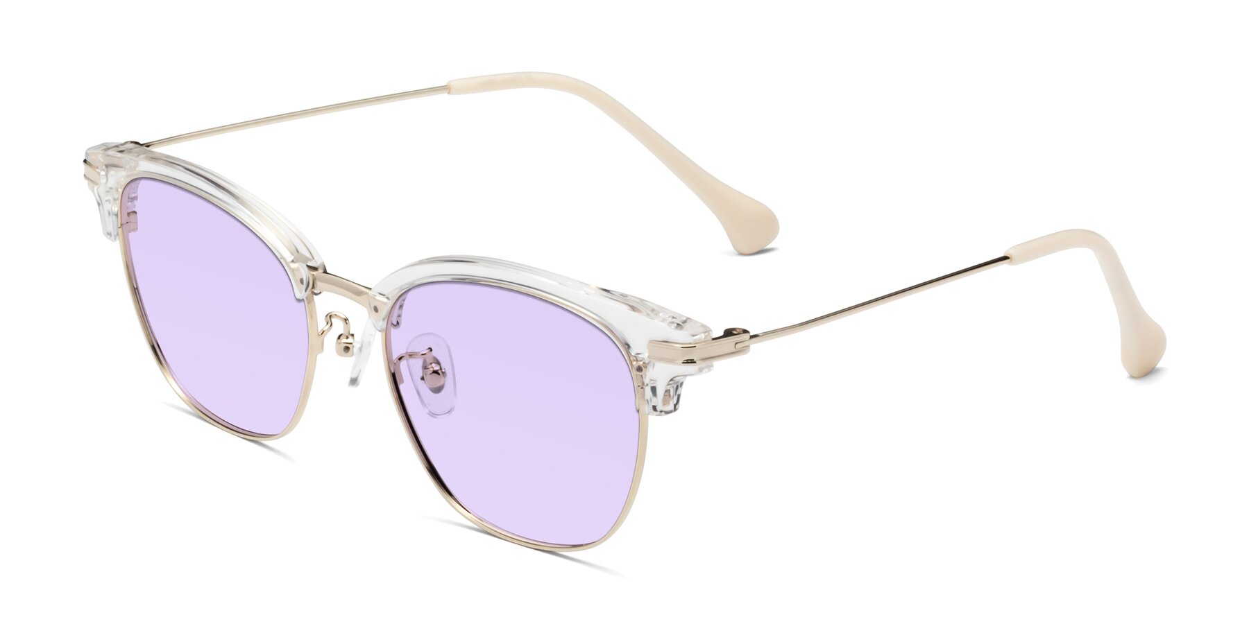 Angle of Obrien in Clear-Gold with Light Purple Tinted Lenses