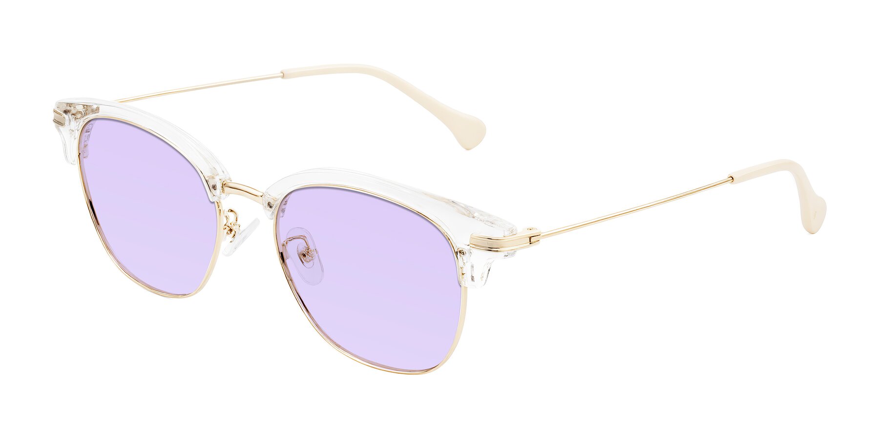 Angle of Obrien in Clear/Gold with Light Purple Tinted Lenses