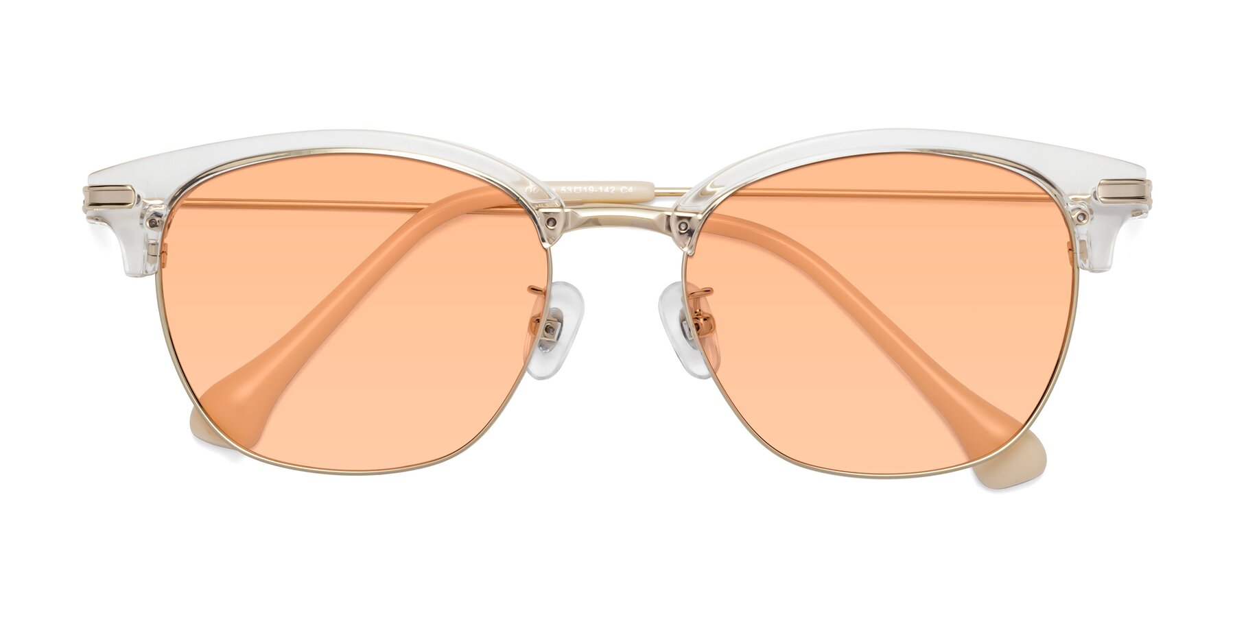 Folded Front of Obrien in Clear-Gold with Light Orange Tinted Lenses