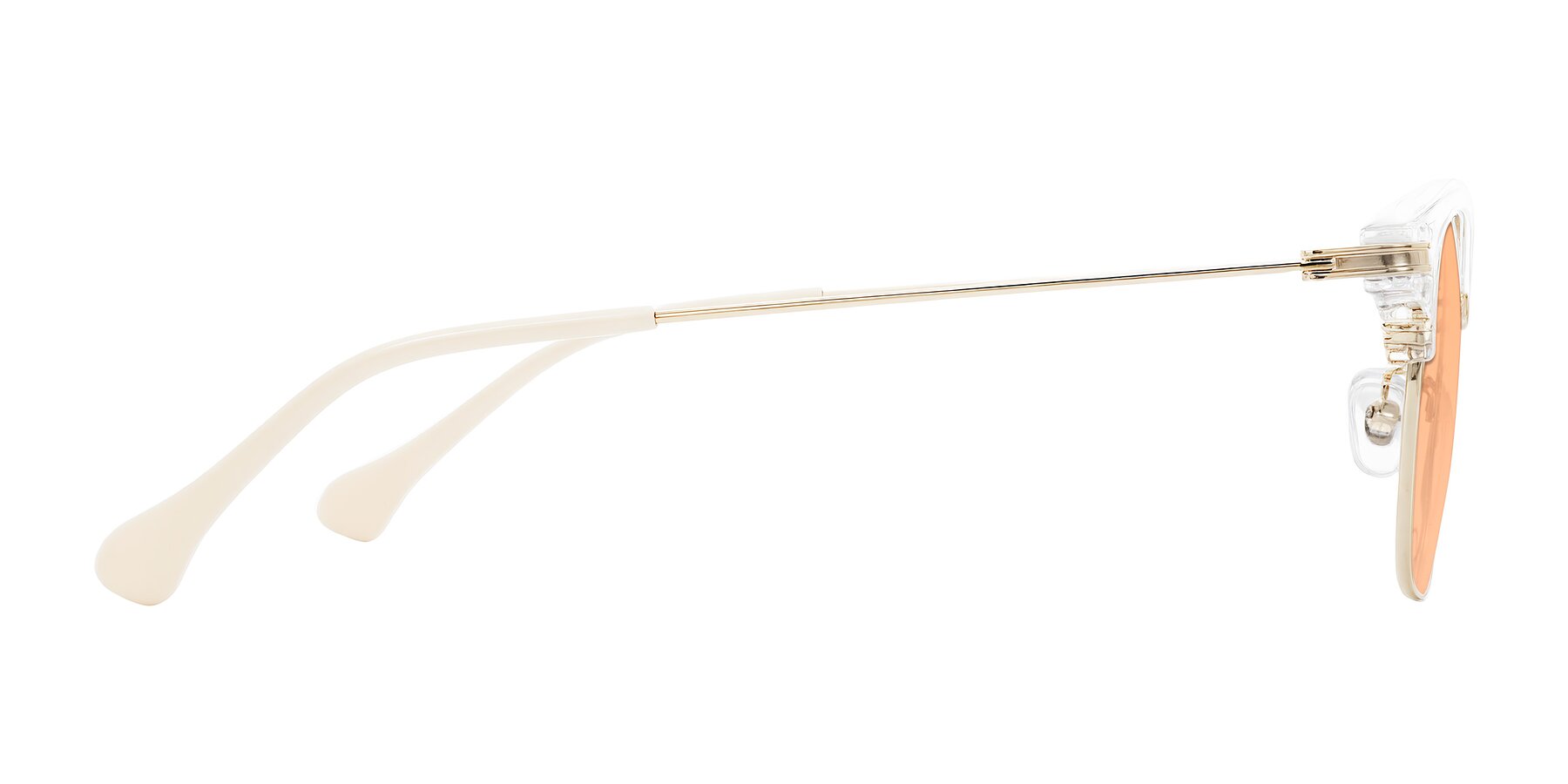 Side of Obrien in Clear/Gold with Light Orange Tinted Lenses