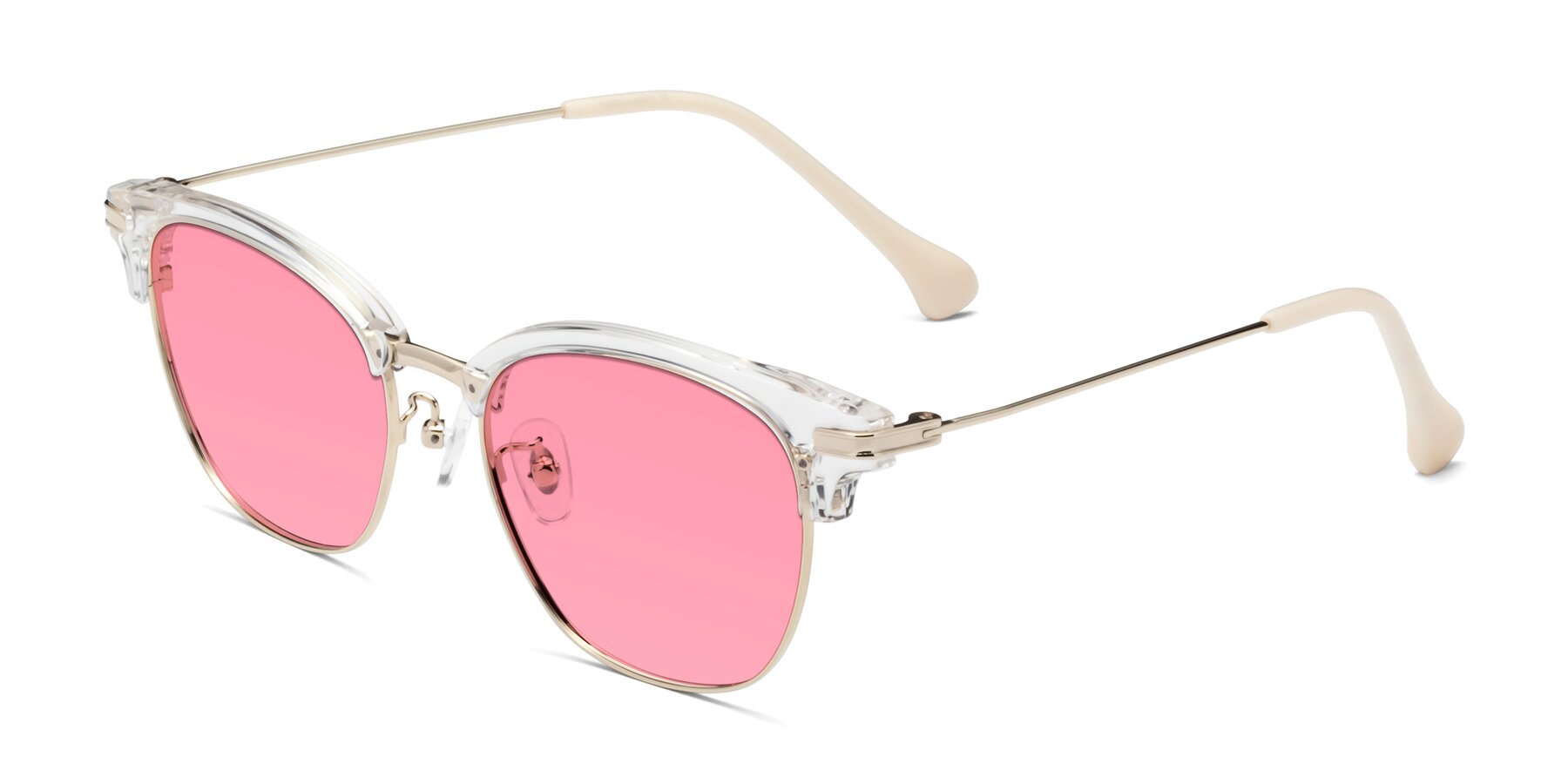 Angle of Obrien in Clear-Gold with Pink Tinted Lenses
