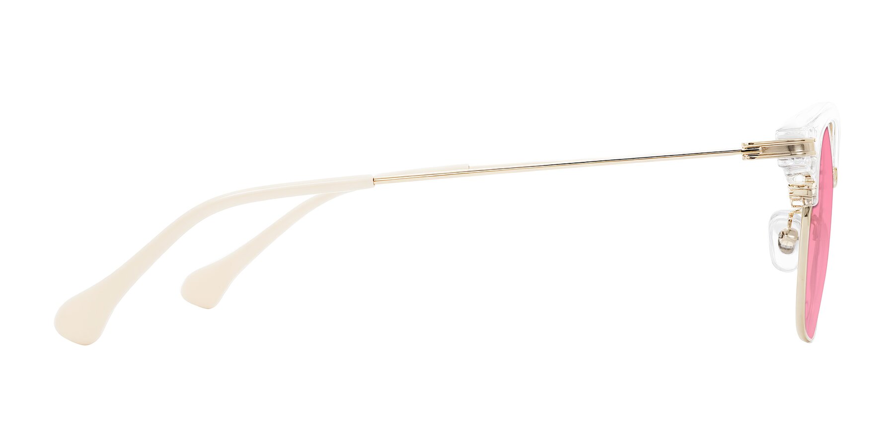 Side of Obrien in Clear/Gold with Pink Tinted Lenses