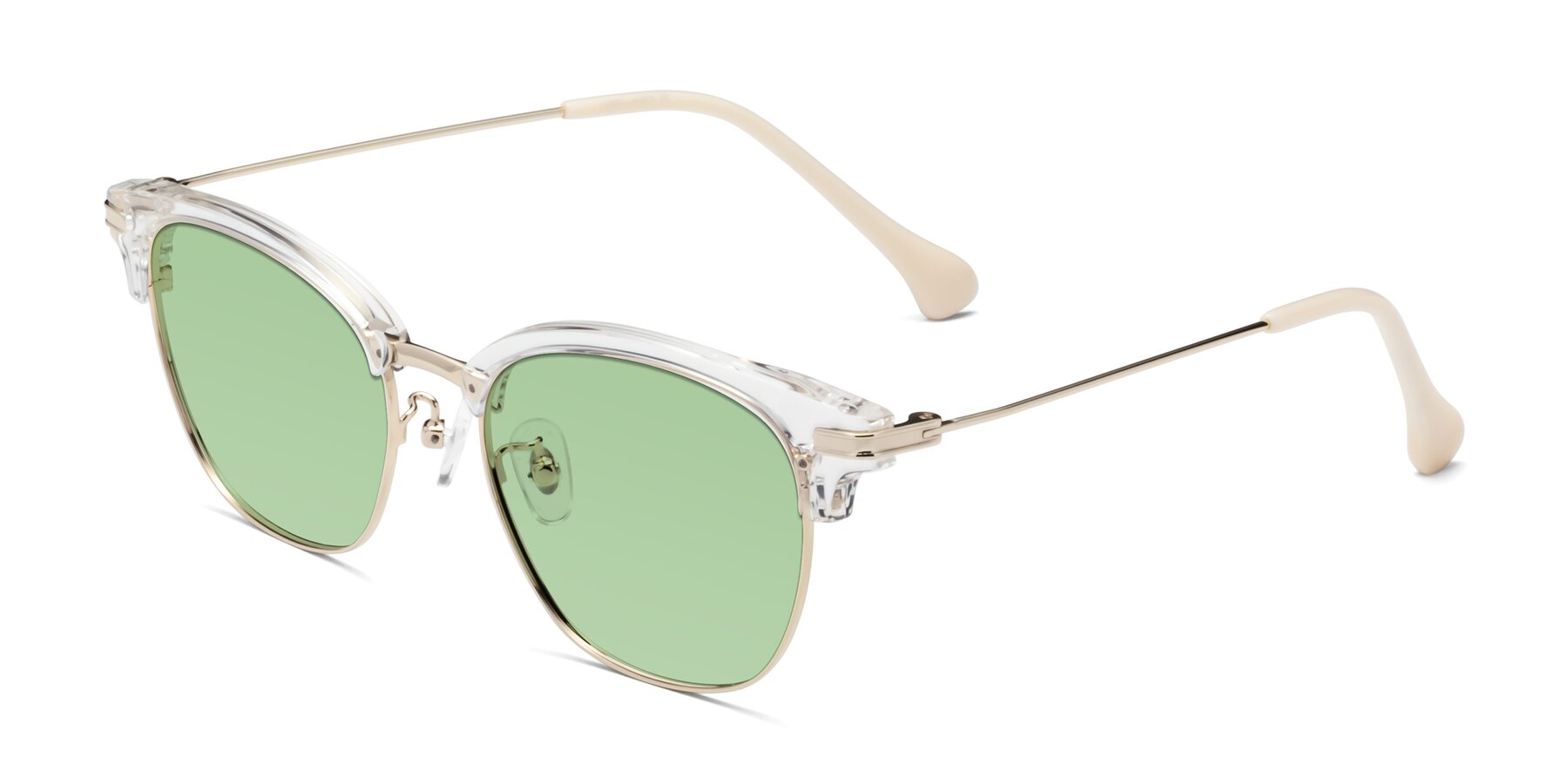 Angle of Obrien in Clear-Gold with Medium Green Tinted Lenses