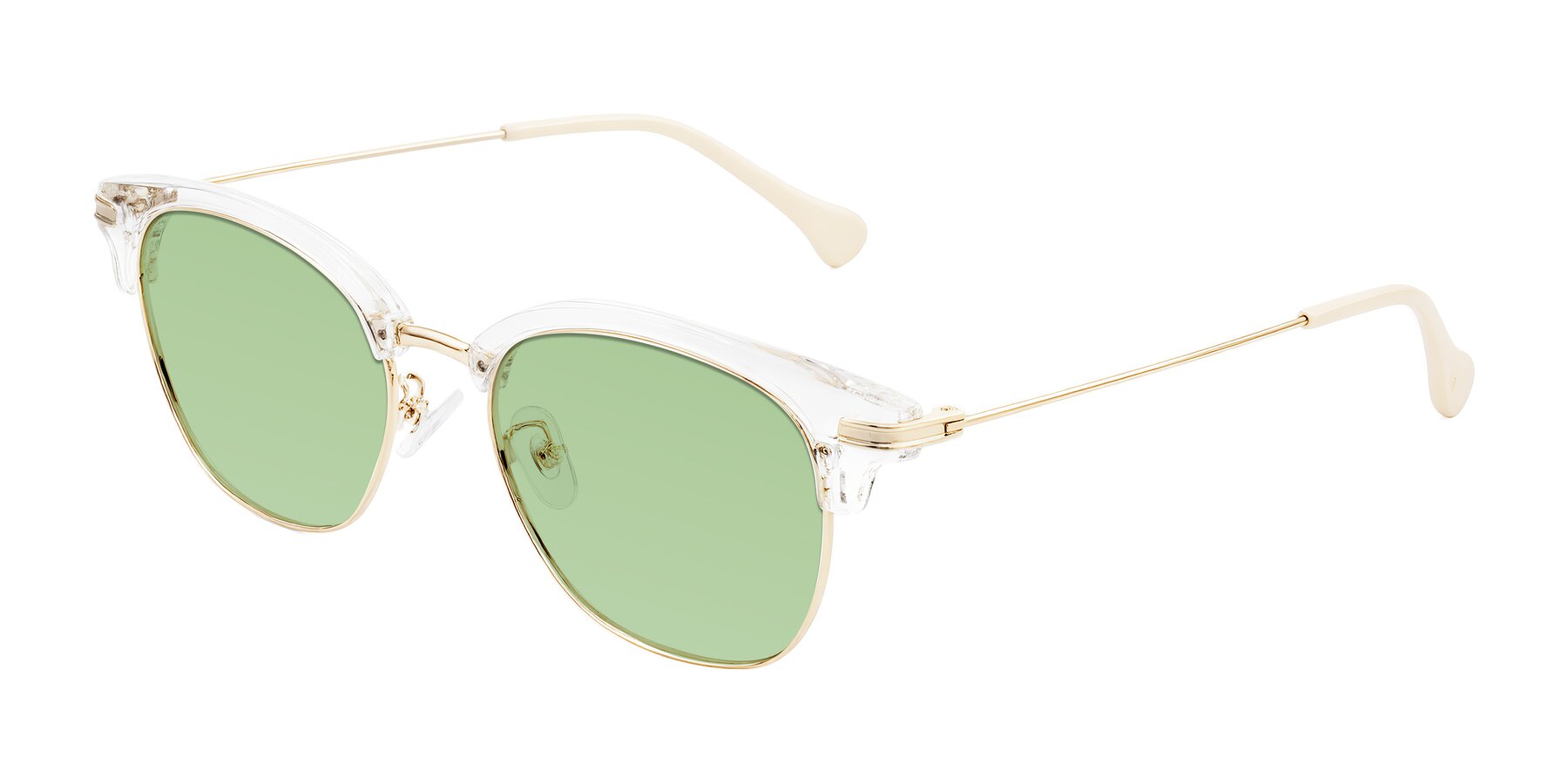 Angle of Obrien in Clear/Gold with Medium Green Tinted Lenses