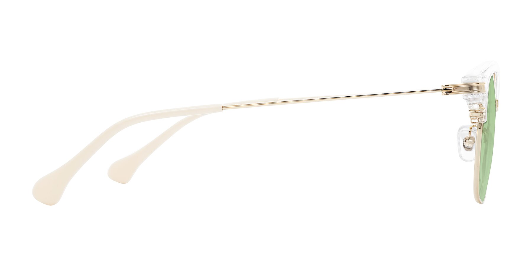 Side of Obrien in Clear/Gold with Medium Green Tinted Lenses