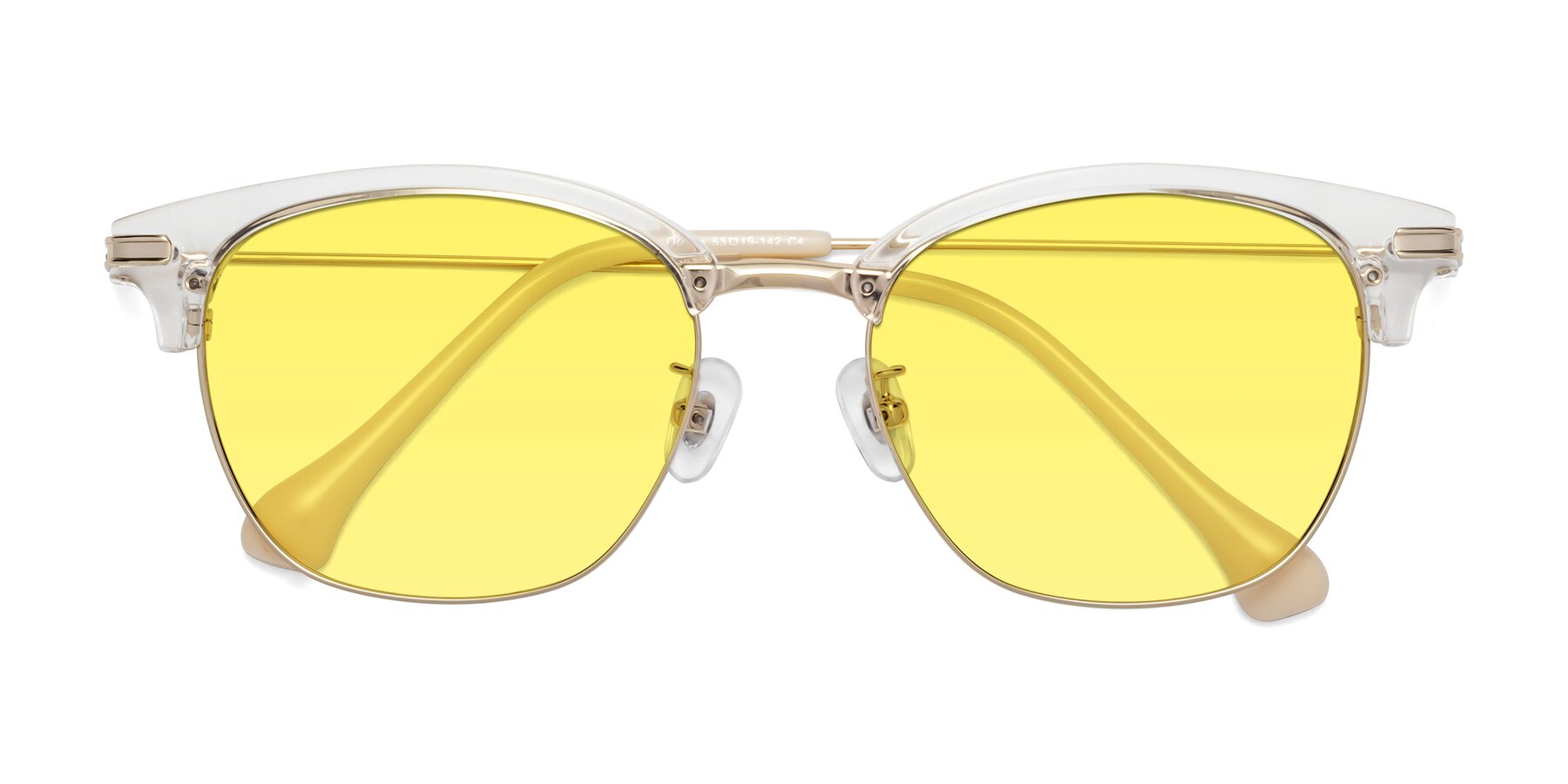 Folded Front of Obrien in Clear-Gold with Medium Yellow Tinted Lenses