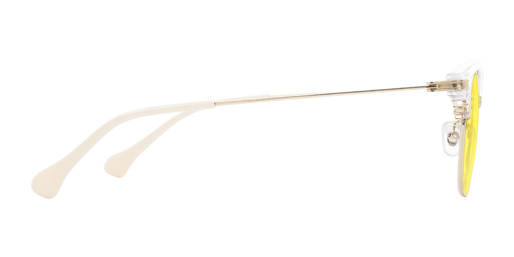 Side of Obrien in Clear/Gold with Medium Yellow Tinted Lenses