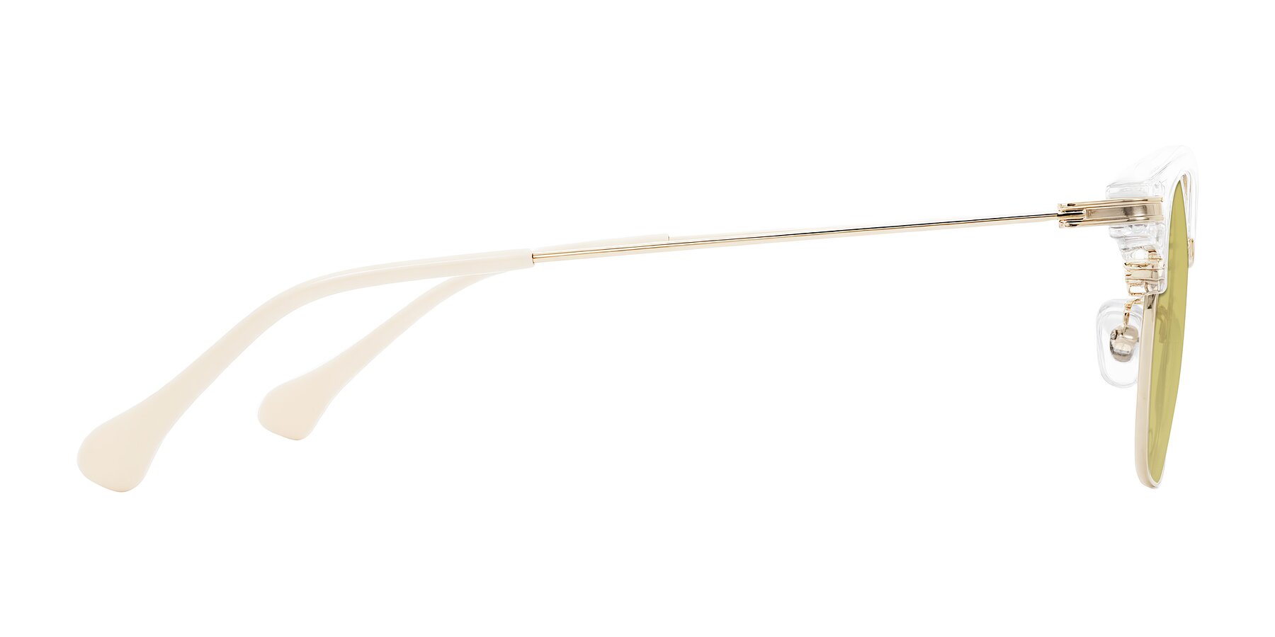 Side of Obrien in Clear/Gold with Medium Champagne Tinted Lenses